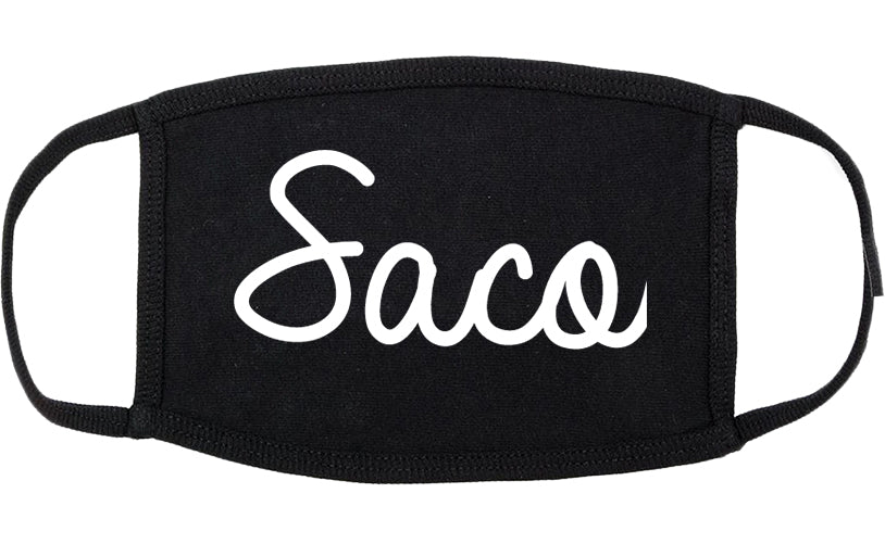 Saco Maine ME Script Cotton Face Mask Black