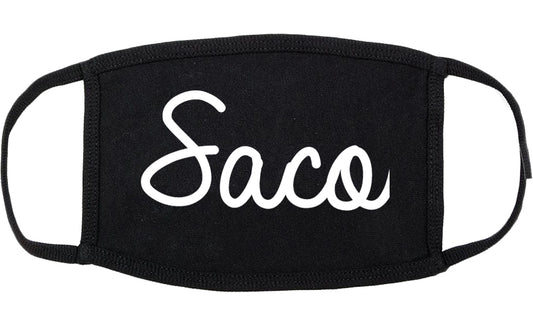 Saco Maine ME Script Cotton Face Mask Black