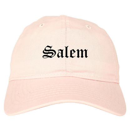 Salem Massachusetts MA Old English Mens Dad Hat Baseball Cap Pink