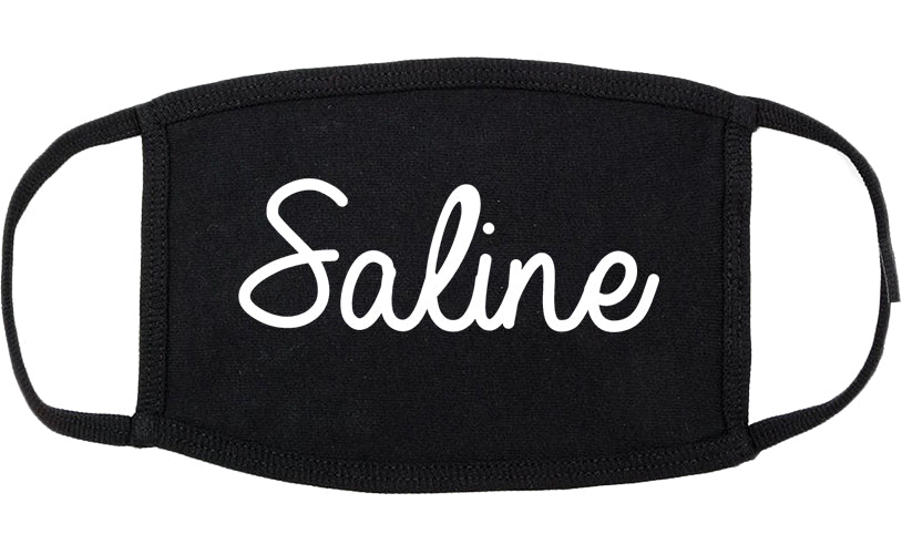 Saline Michigan MI Script Cotton Face Mask Black