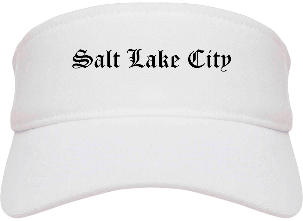 Salt Lake City Utah UT Old English Mens Visor Cap Hat White