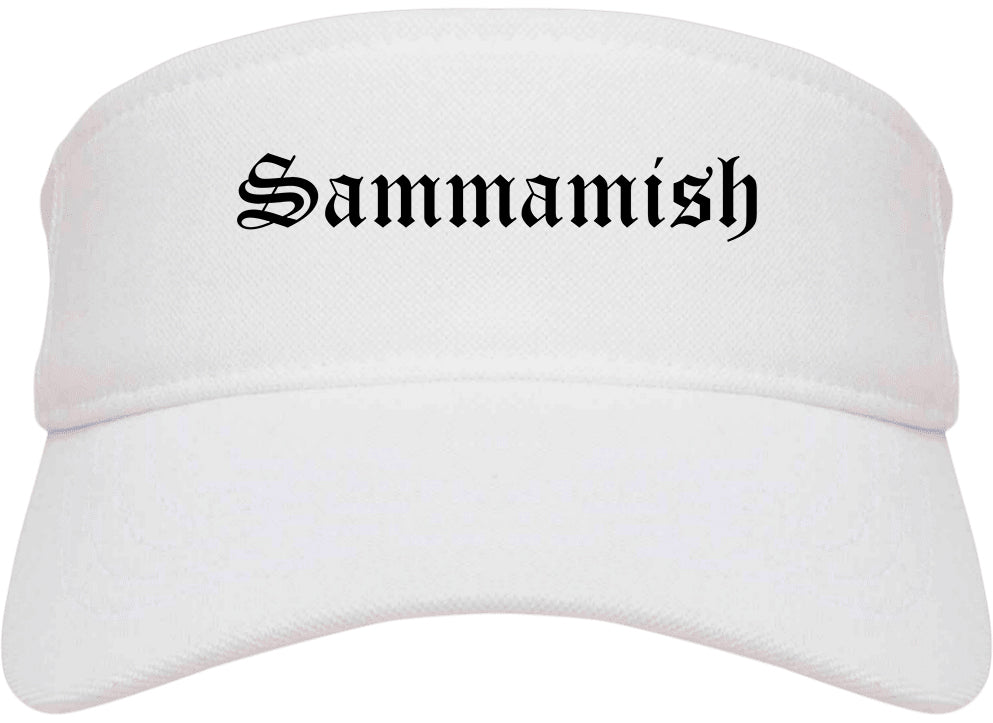 Sammamish Washington WA Old English Mens Visor Cap Hat White