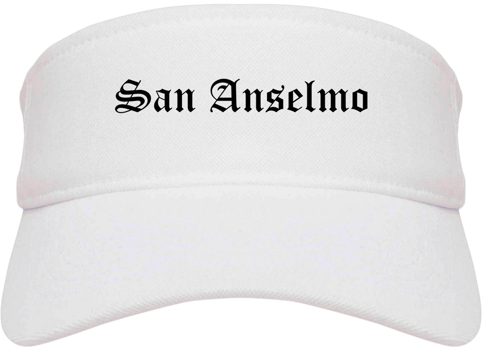San Anselmo California CA Old English Mens Visor Cap Hat White
