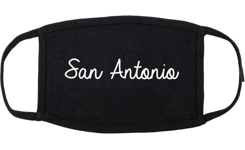 San Antonio Texas TX Script Cotton Face Mask Black