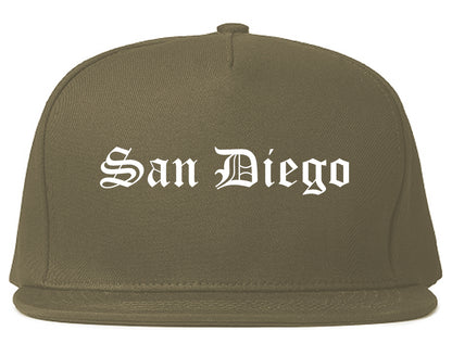 San Diego California CA Old English Mens Snapback Hat Grey