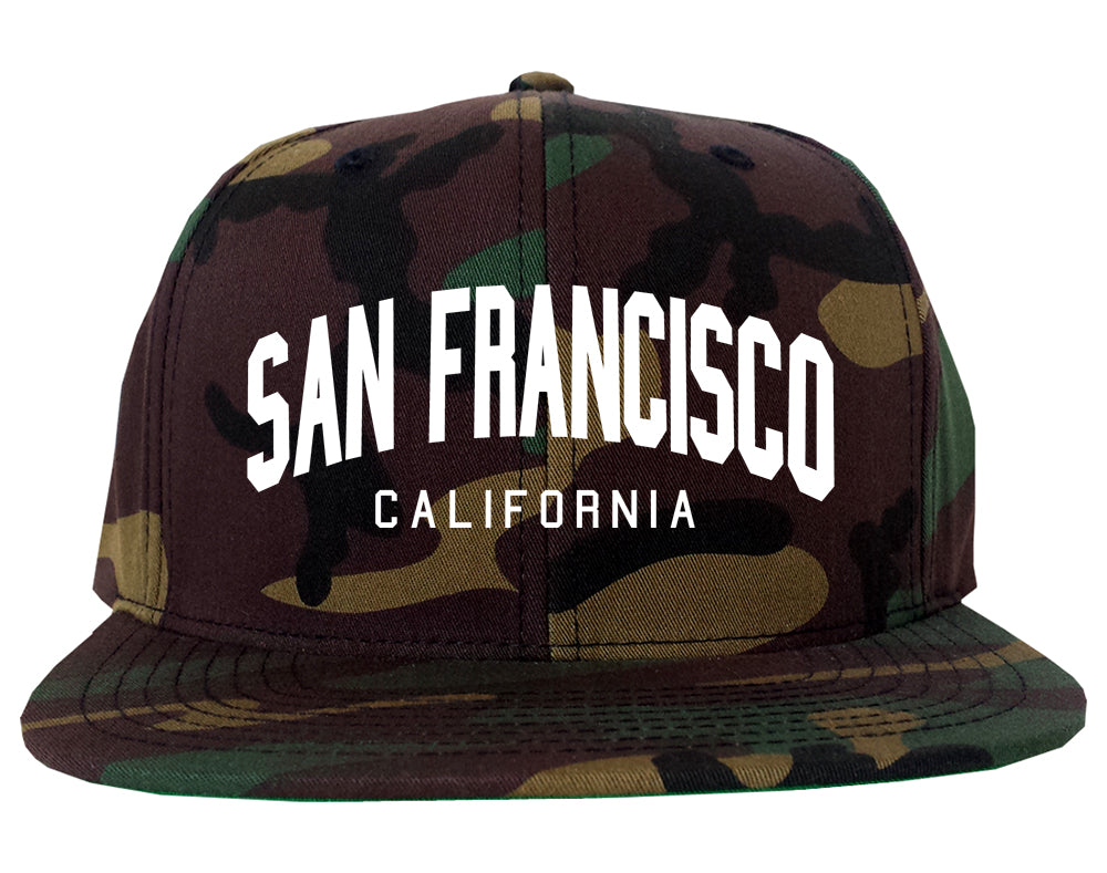San Francisco California Arch Mens Snapback Hat Camo