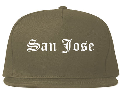 San Jose California CA Old English Mens Snapback Hat Grey