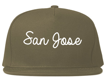 San Jose California CA Script Mens Snapback Hat Grey