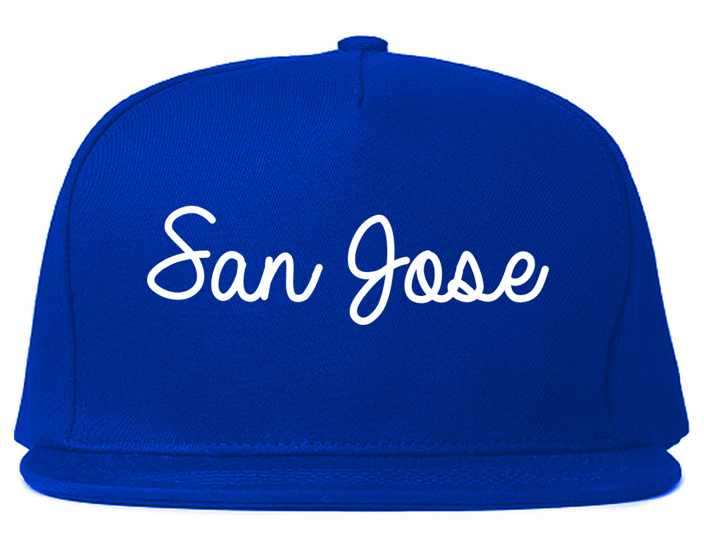 San Jose California CA Script Mens Snapback Hat Royal Blue