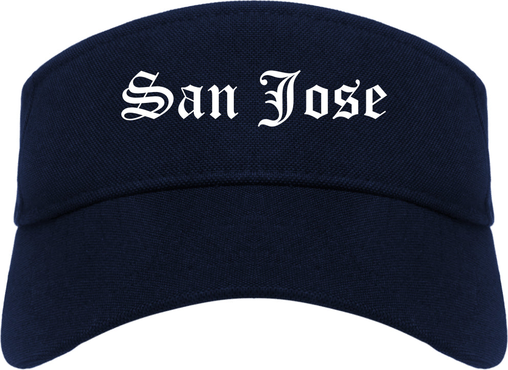 San Jose California CA Old English Mens Visor Cap Hat Navy Blue