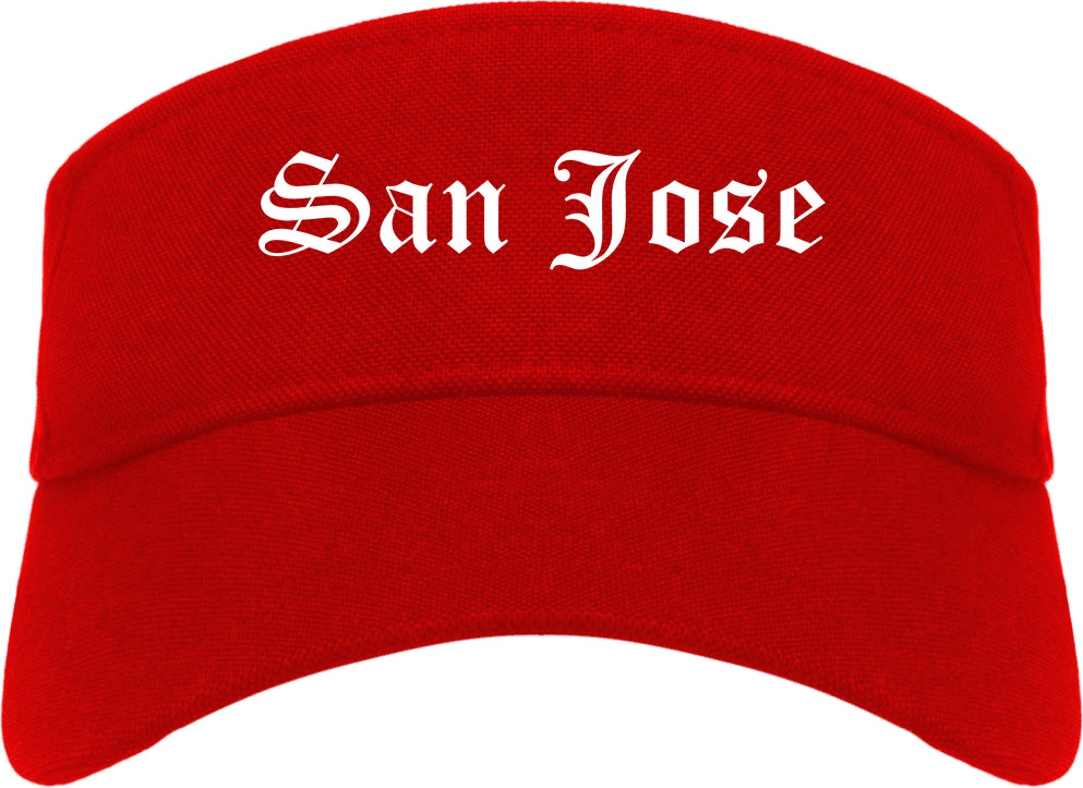 San Jose California CA Old English Mens Visor Cap Hat Red