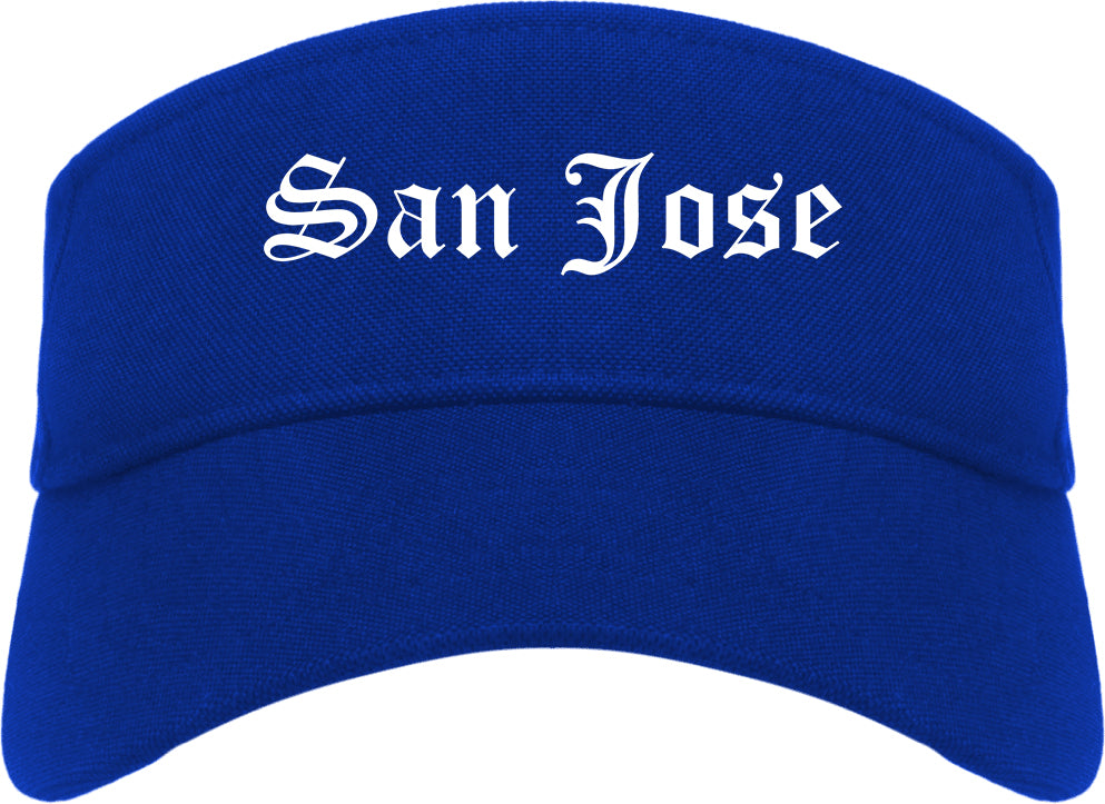 San Jose California CA Old English Mens Visor Cap Hat Royal Blue