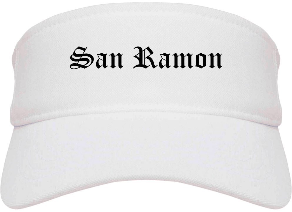 San Ramon California CA Old English Mens Visor Cap Hat White