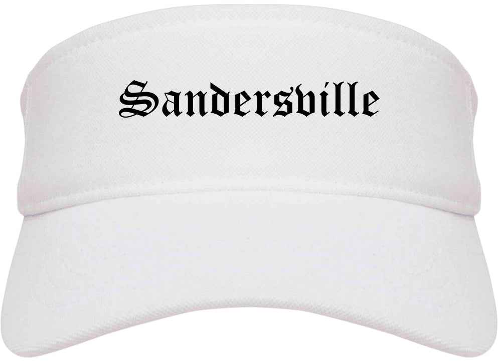 Sandersville Georgia GA Old English Mens Visor Cap Hat White