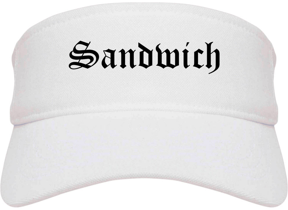 Sandwich Illinois IL Old English Mens Visor Cap Hat White