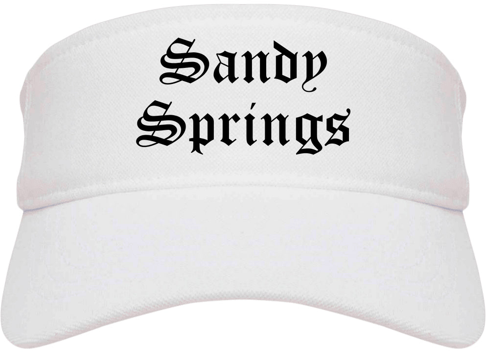 Sandy Springs Georgia GA Old English Mens Visor Cap Hat White