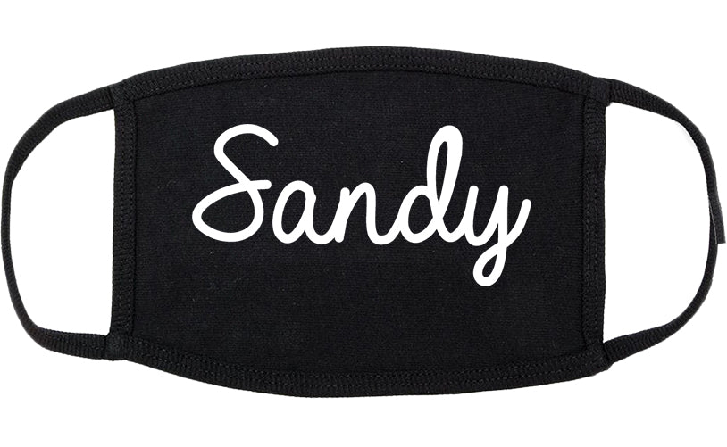 Sandy Utah UT Script Cotton Face Mask Black