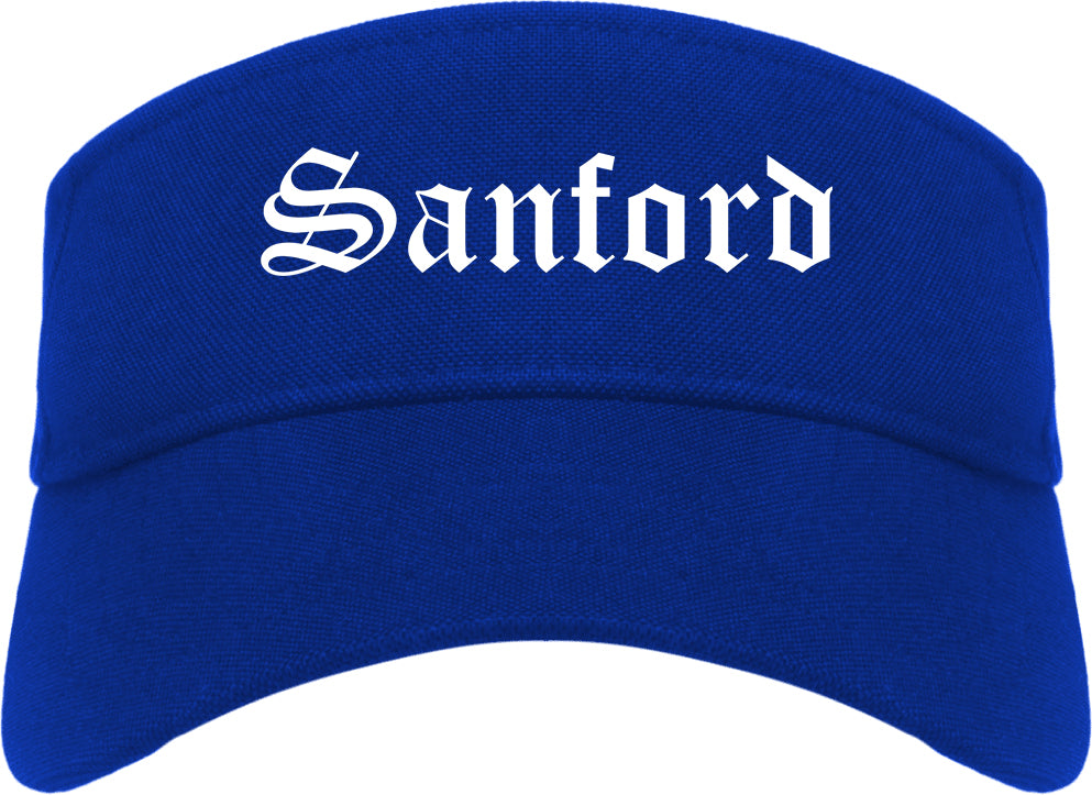 Sanford Florida FL Old English Mens Visor Cap Hat Royal Blue