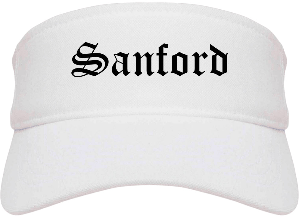 Sanford North Carolina NC Old English Mens Visor Cap Hat White