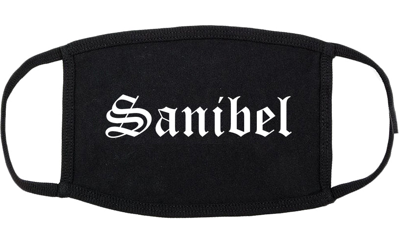 Sanibel Florida FL Old English Cotton Face Mask Black