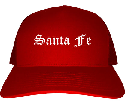 Santa Fe New Mexico NM Old English Mens Trucker Hat Cap Red