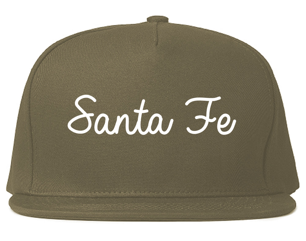 Santa Fe New Mexico NM Script Mens Snapback Hat Grey