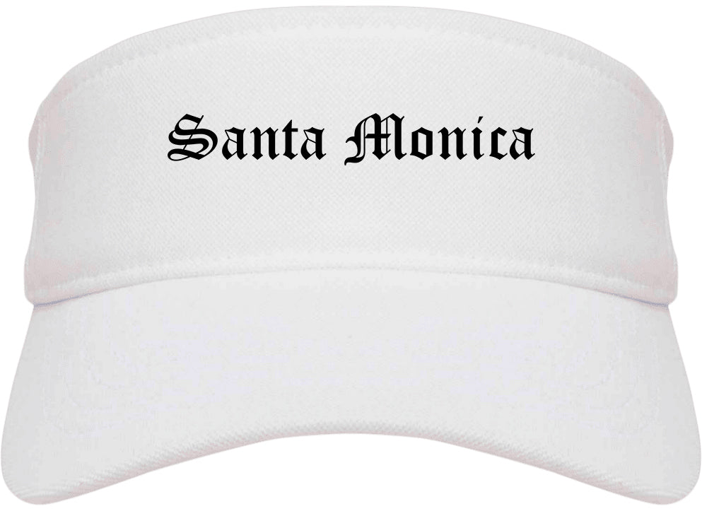 Santa Monica California CA Old English Mens Visor Cap Hat White