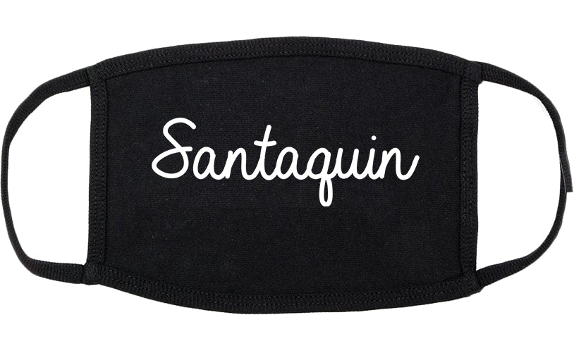 Santaquin Utah UT Script Cotton Face Mask Black