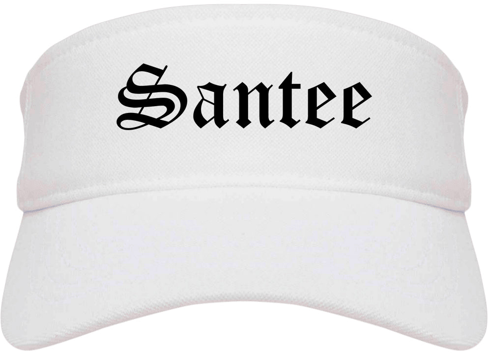 Santee California CA Old English Mens Visor Cap Hat White