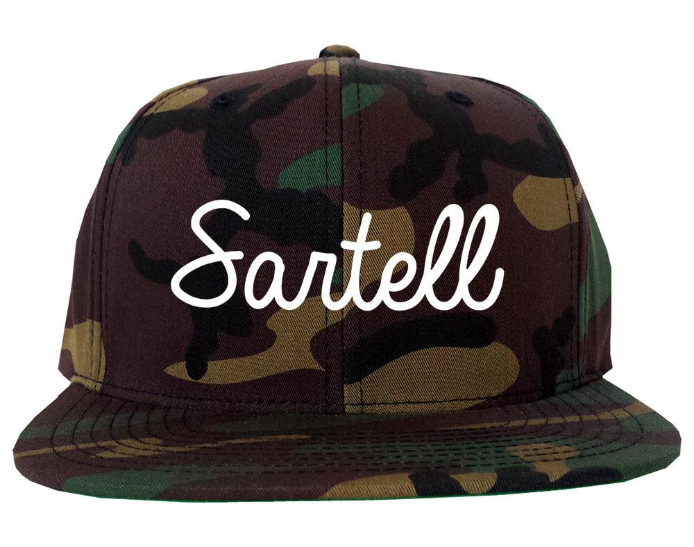 Sartell Minnesota MN Script Mens Snapback Hat Army Camo