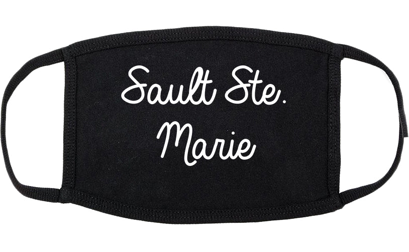 Sault Ste. Marie Michigan MI Script Cotton Face Mask Black