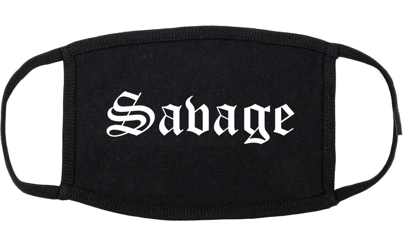 Savage Minnesota MN Old English Cotton Face Mask Black