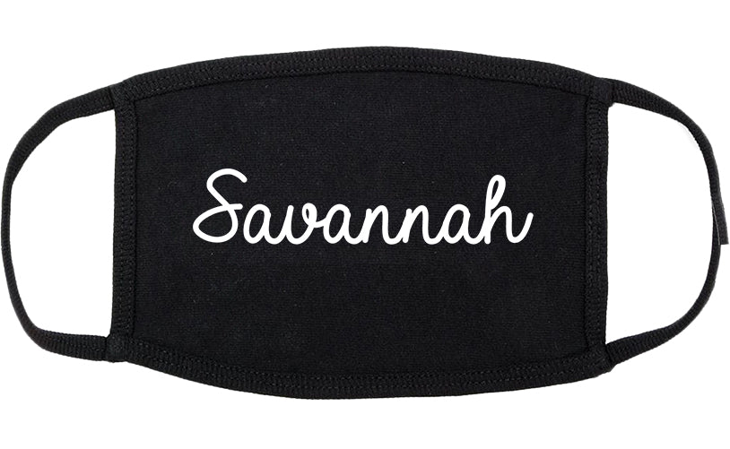 Savannah Georgia GA Script Cotton Face Mask Black