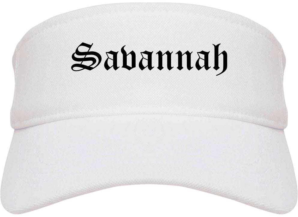 Savannah Tennessee TN Old English Mens Visor Cap Hat White