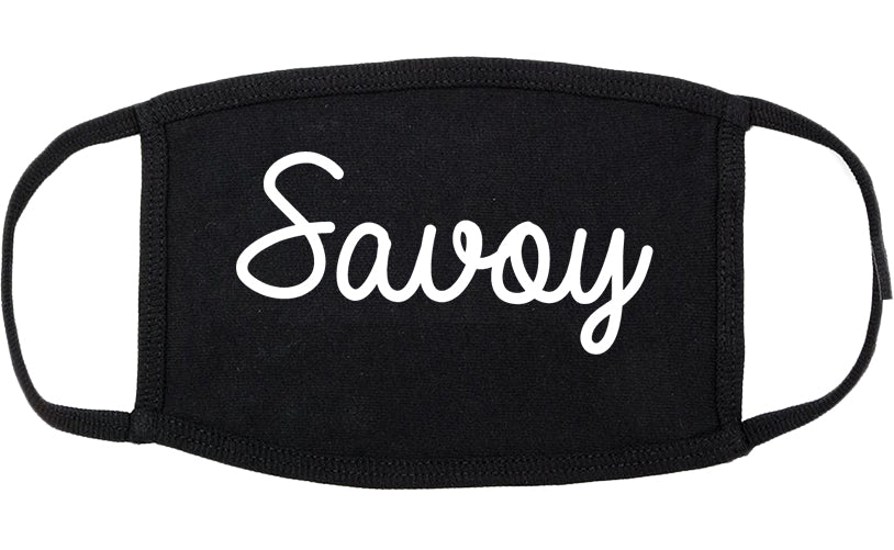 Savoy Illinois IL Script Cotton Face Mask Black