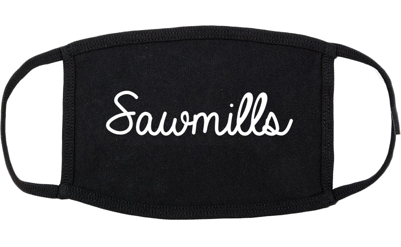 Sawmills North Carolina NC Script Cotton Face Mask Black