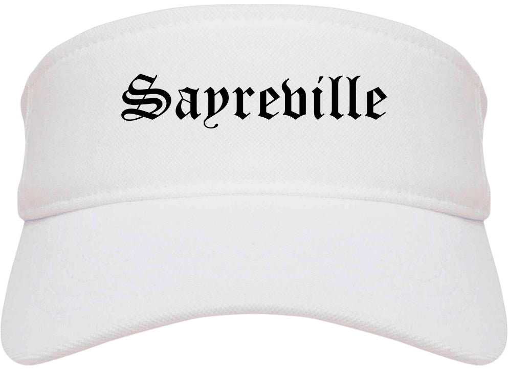 Sayreville New Jersey NJ Old English Mens Visor Cap Hat White