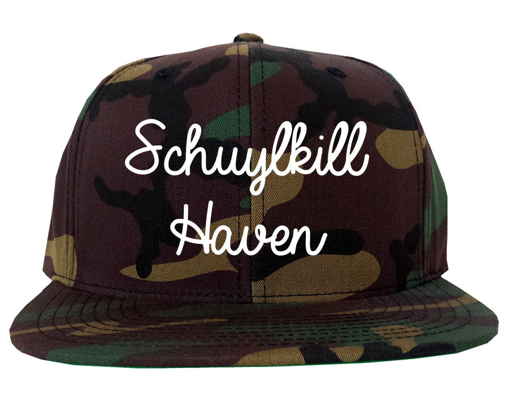 Schuylkill Haven Pennsylvania PA Script Mens Snapback Hat Army Camo