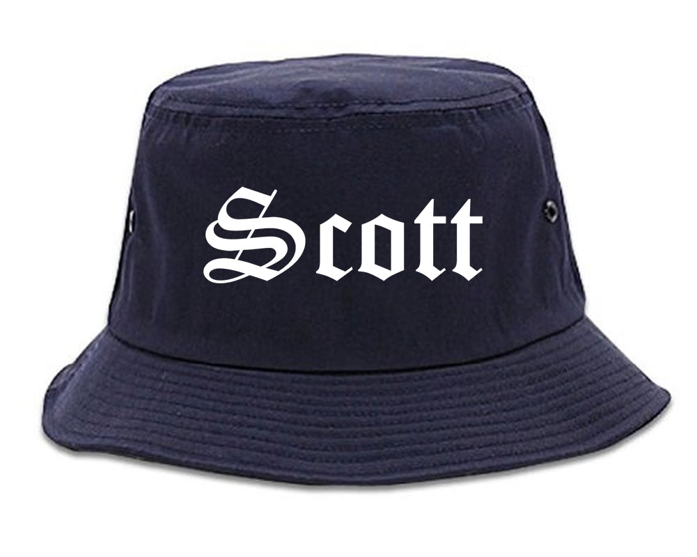 Scott Louisiana LA Old English Mens Bucket Hat Navy Blue
