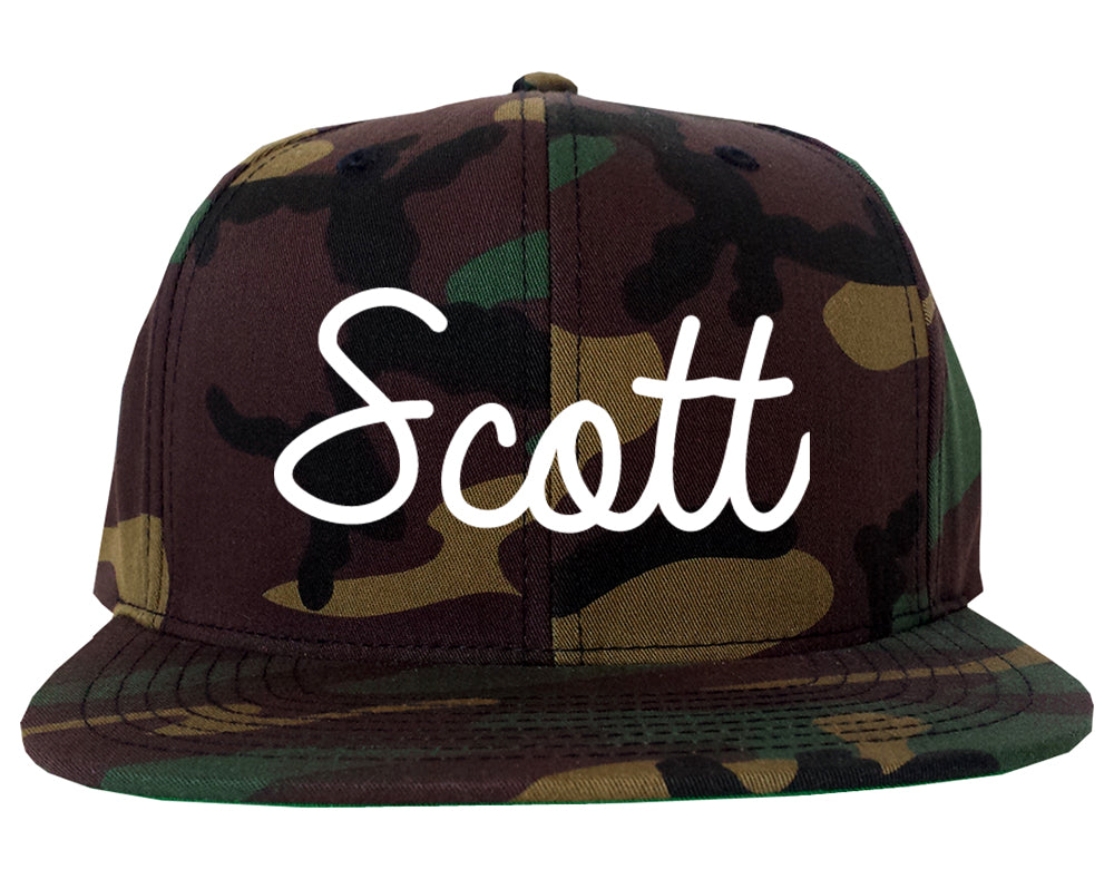 Scott Louisiana LA Script Mens Snapback Hat Army Camo