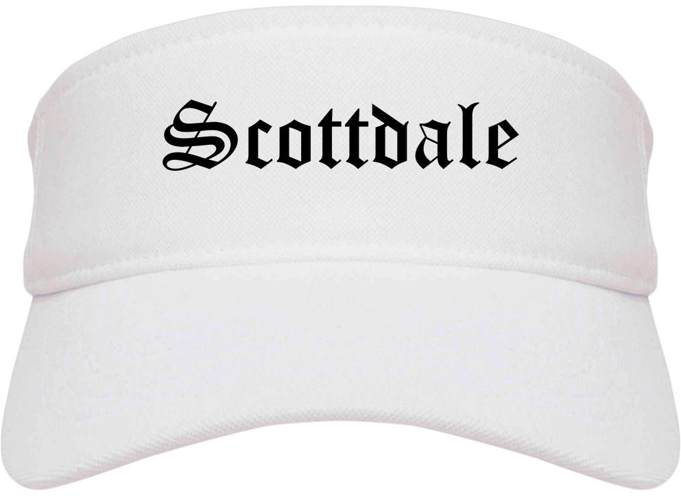 Scottdale Pennsylvania PA Old English Mens Visor Cap Hat White
