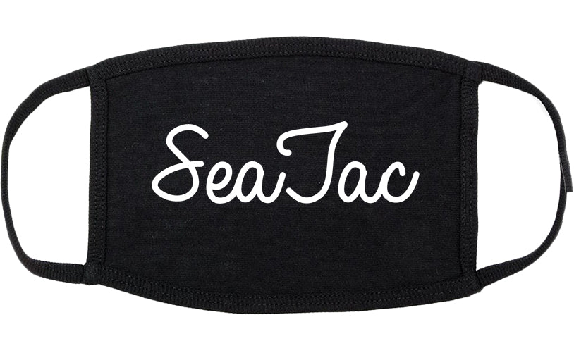 SeaTac Washington WA Script Cotton Face Mask Black