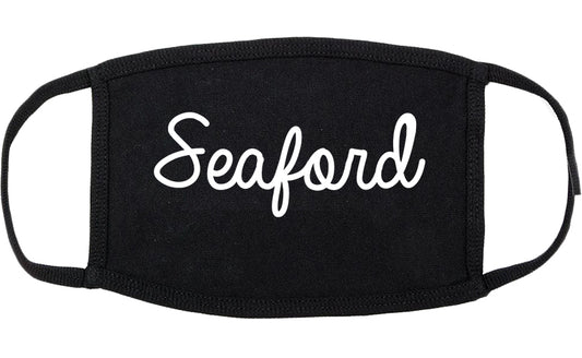 Seaford Delaware DE Script Cotton Face Mask Black