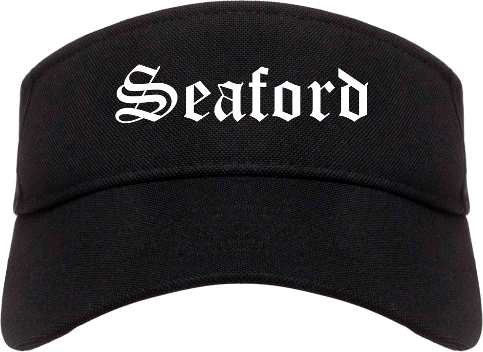 Seaford Delaware DE Old English Mens Visor Cap Hat Black