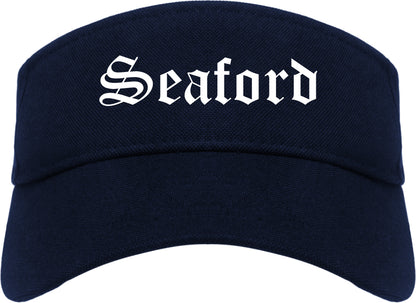 Seaford Delaware DE Old English Mens Visor Cap Hat Navy Blue