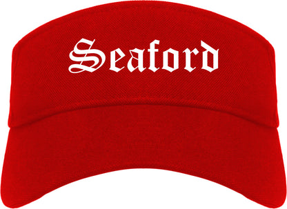 Seaford Delaware DE Old English Mens Visor Cap Hat Red