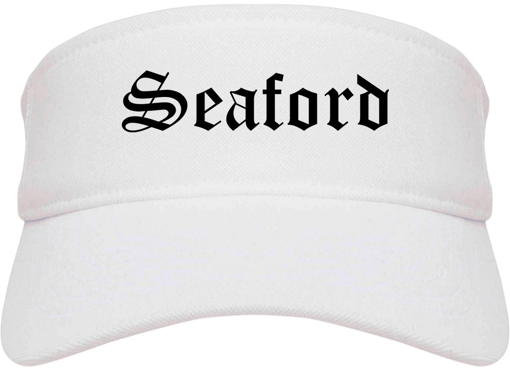 Seaford Delaware DE Old English Mens Visor Cap Hat White