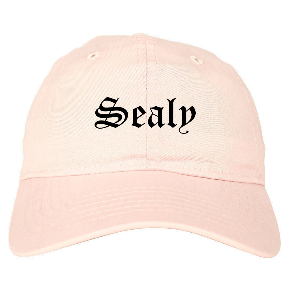Sealy Texas TX Old English Mens Dad Hat Baseball Cap Pink