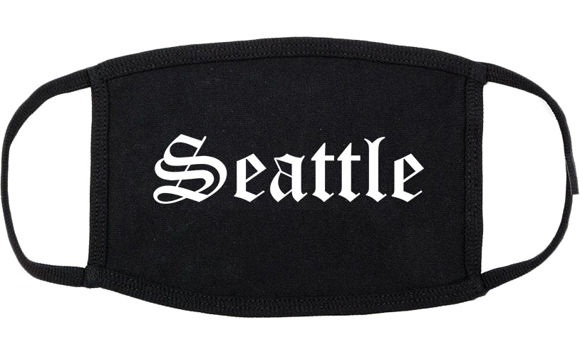 Seattle Washington WA Old English Cotton Face Mask Black