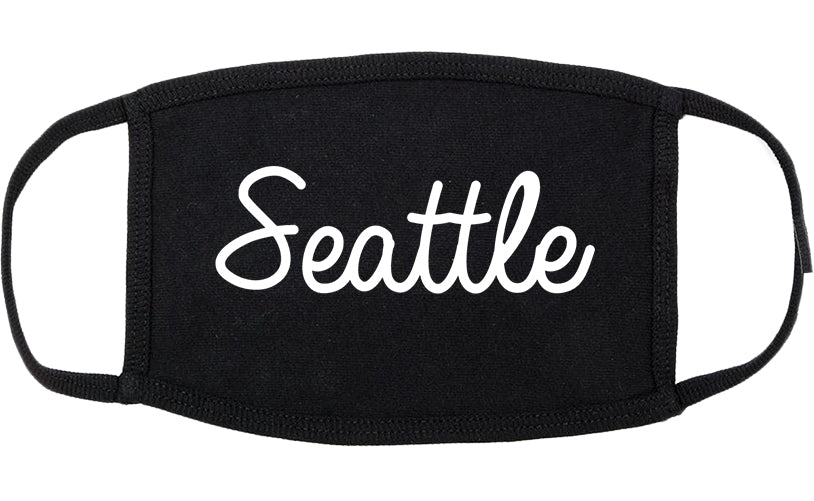 Seattle Washington WA Script Cotton Face Mask Black